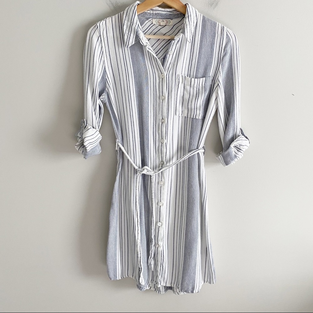 Pink Rose Blue and White Striped Dress